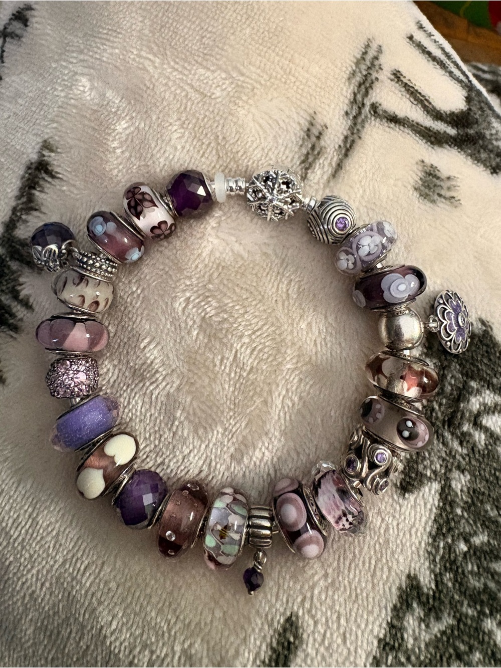 Pandora snowflake bangle and charms